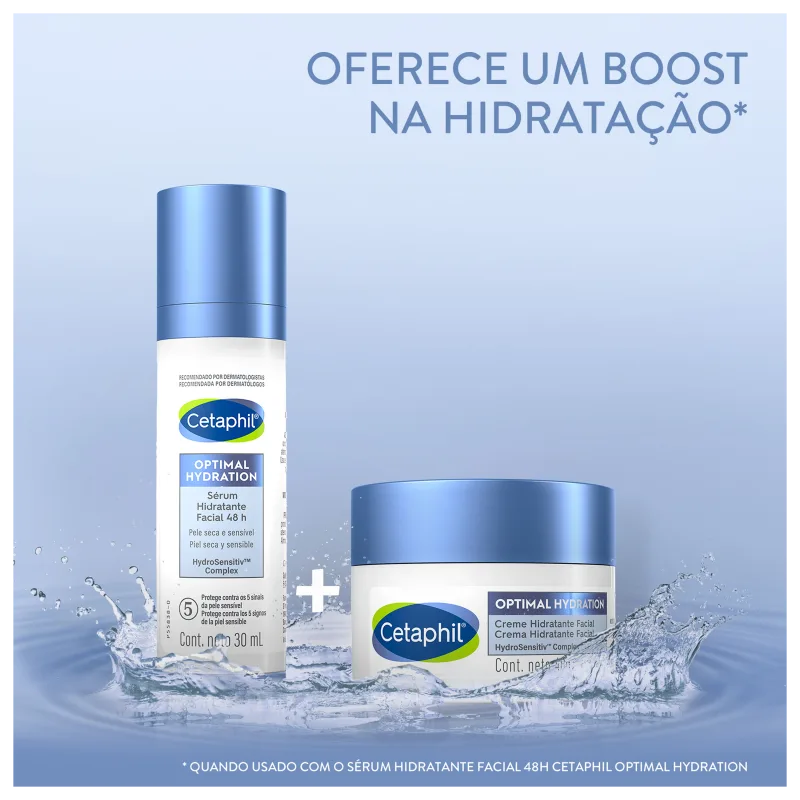 Cetaphil Optimal Hydration com Ácido Hialurônico - Creme Hidratante Facial 48g